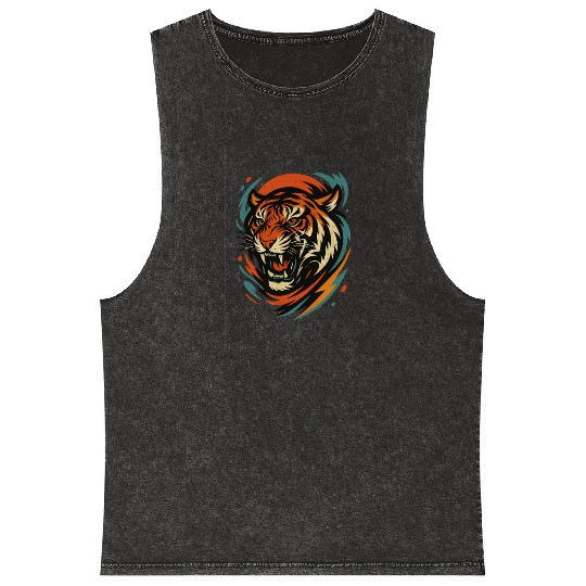 Tiger Head Mineral Wash Tank Tops