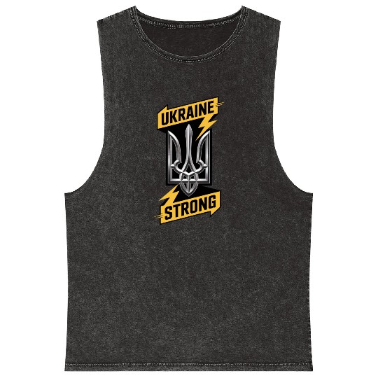 Ukraine Strong Trident Power Ukrainian Support Sym Mineral Wash Tank Tops