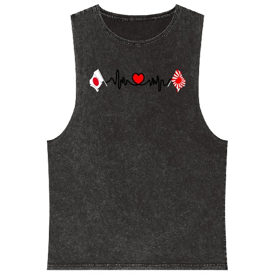 Heartbeat with Japan & Rising Sun Mineral Wash Tank Tops