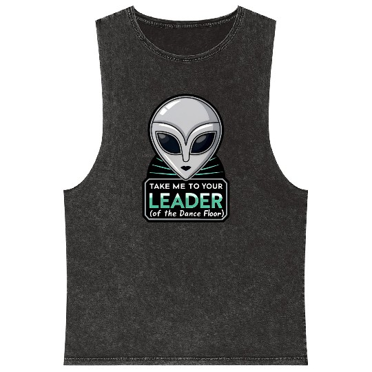 Take Me To Your Leader Alien Rave Retro 2000s Y2K Mineral Wash Tank Tops