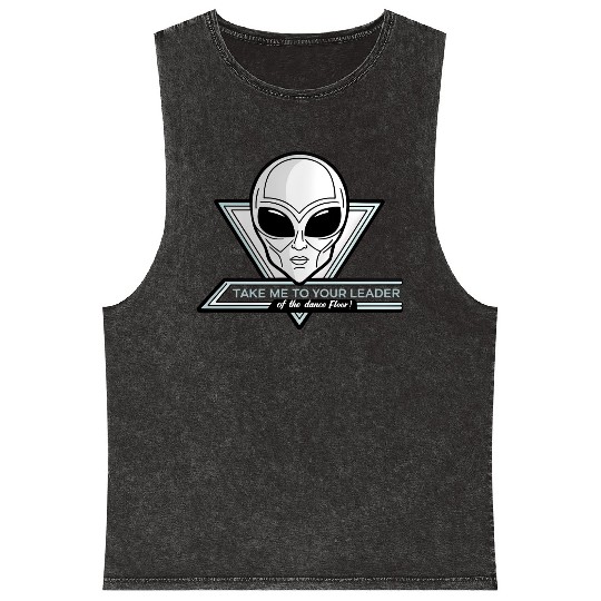 Take Me To Your Leader Alien Rave Retro 2000s Y2K Mineral Wash Tank Tops