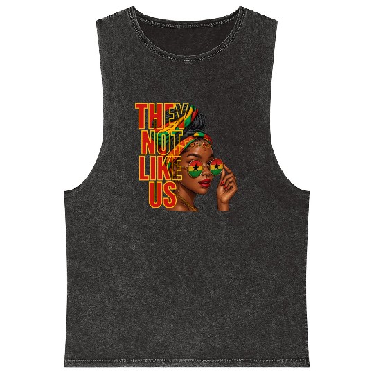 They Not Like Us Afro Queen Mineral Wash Tank Tops