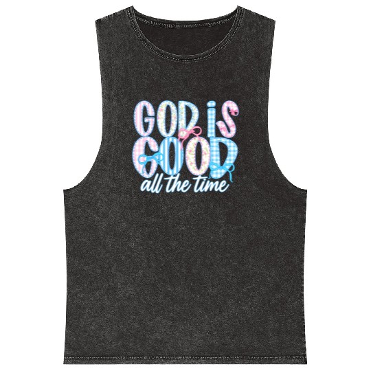 God Is Good All The Time Preppy Boho Christian Mineral Wash Tank Tops