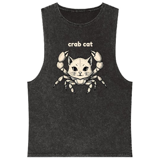 Funny Crab Cat Hybrid Mineral Wash Tank Tops – Hilarious Animal