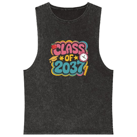 Class of 2037 Grow With Me, groovy back to school Mineral Wash Tank Tops
