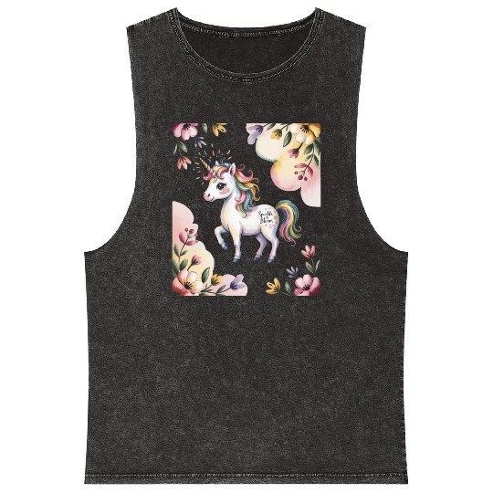 Believe in Magic – Cute Rainbow Unicorn Fantasy Mineral Wash Tank Tops