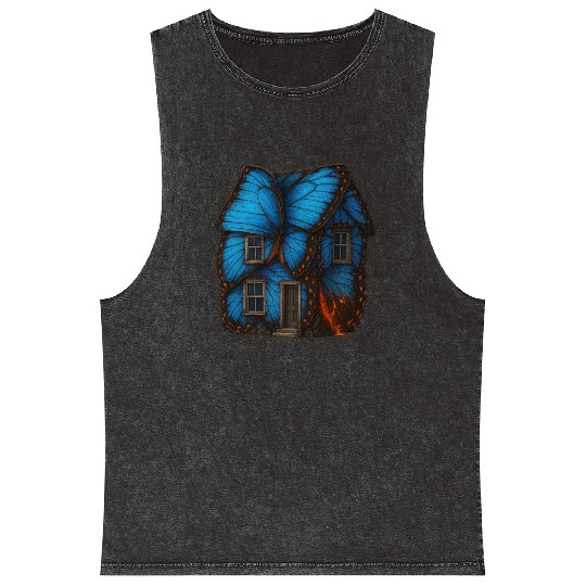 Butterfly Wing House Mineral Wash Tank Tops