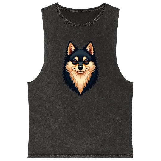 “Pomeranian” – Bold & Beautiful Dog Illustration Mineral Wash Tank Tops