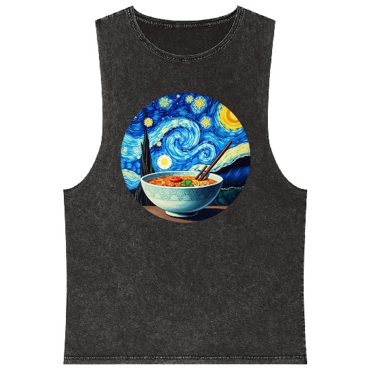 Van Gogh's Starry Night ramen noodle Bowl japanese Mineral Wash Tank Tops