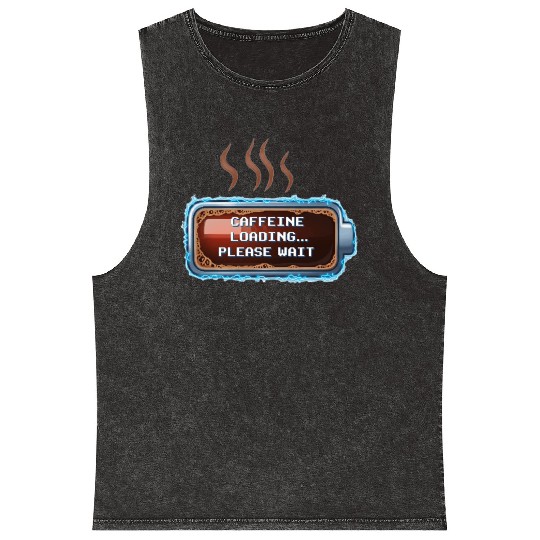 Caffeine Loading... Pixel Coffee Mineral Wash Tank Tops