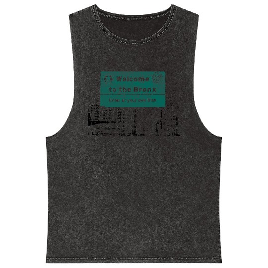 Bronx Welcome Sign Artistic Print Mineral Wash Tank Tops