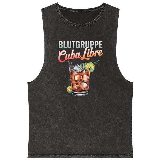 Blutgruppe Cuba Libre Cocktail Bartender Mineral Wash Tank Tops