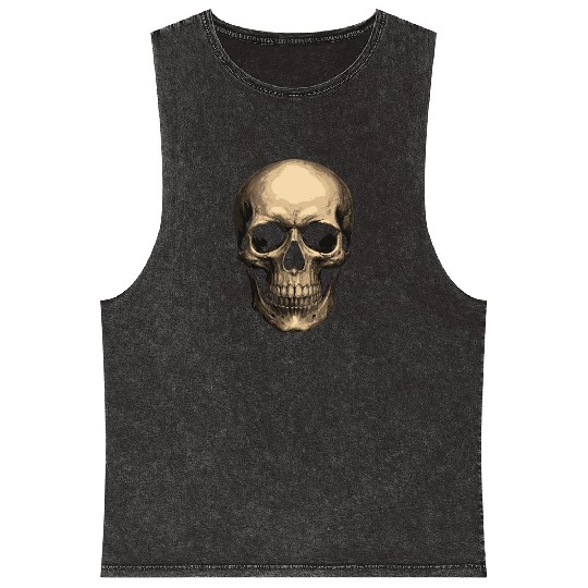 Realistic Skull – Dark Grunge Art Mineral Wash Tank Tops
