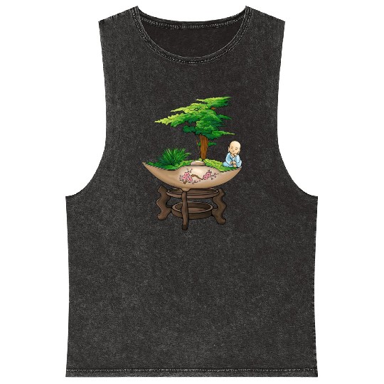 Bonsai Meditation ZEN GARDEN DREAMS – 90s  Mineral Wash Tank Tops