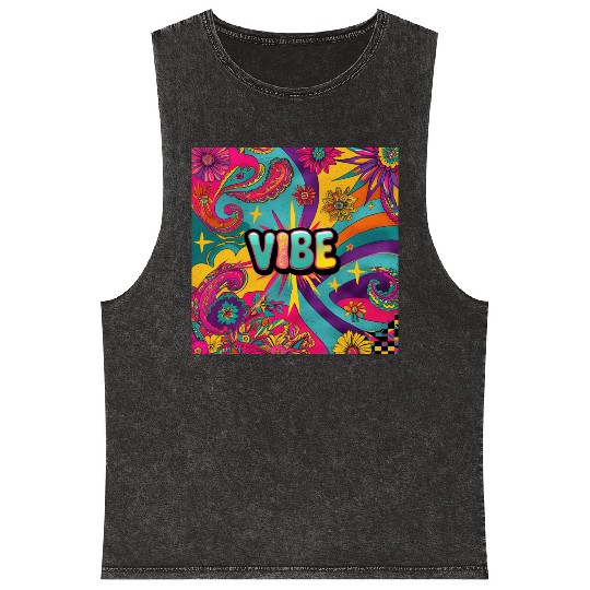 Stay Wild - Psychedelic Boho 70s Vibes Mineral Wash Tank Tops
