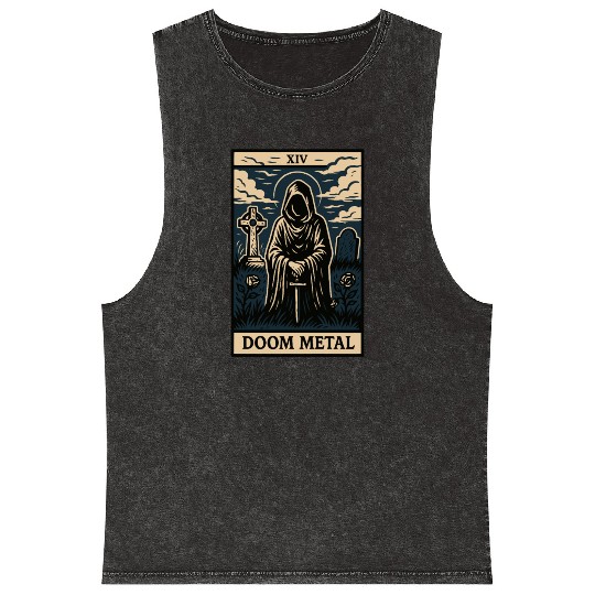 Dooom Metal Tarot Card – Shadows, Sorcery & Solitud Mineral Wash Tank Tops