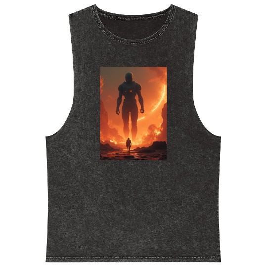 Giant Alien Overwatch Scene Mineral Wash Tank Tops