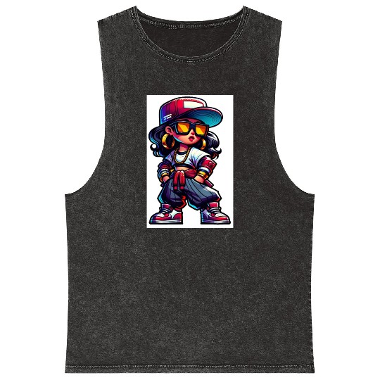 Street Dance Rap Girl Mineral Wash Tank Tops