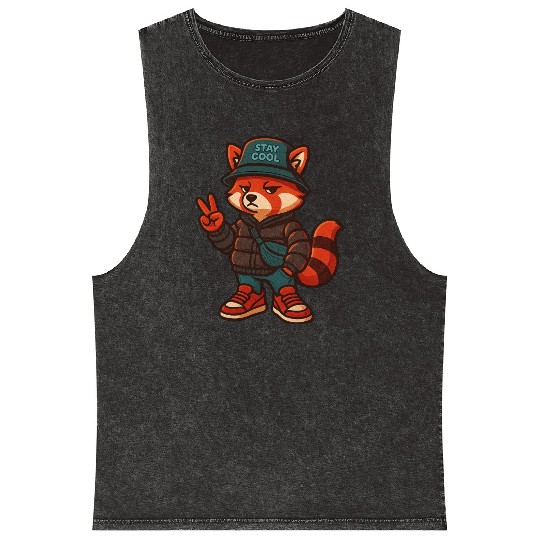 Cool Streetwear Platypus Cartoon Mascot Mineral Wash Tank Tops