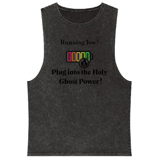 Plug Into The Holy Ghost Power! Mineral Wash Tank Tops