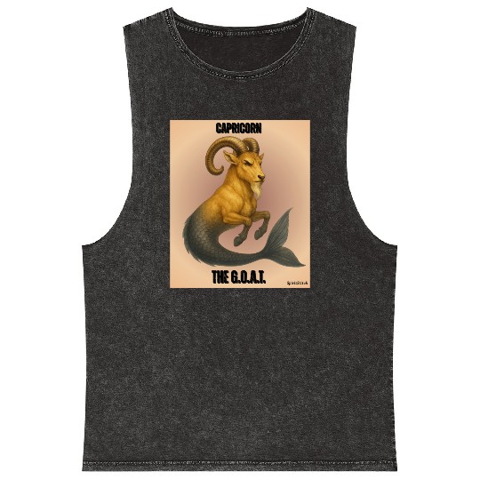 Capricorn The Mythical Sea Goat Mineral Wash Tank Tops