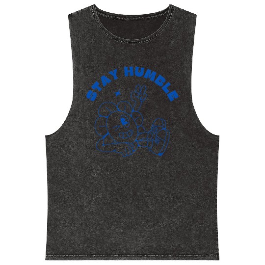 Playful Happy Humming Character Design Mineral Wash Tank Tops