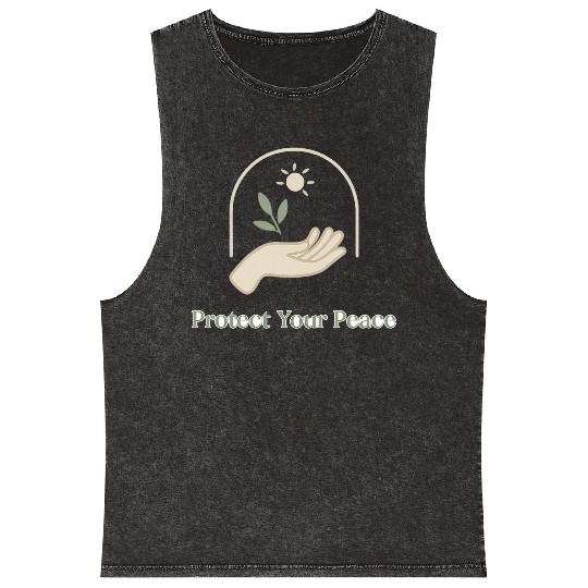 Peaceful Nature Hand with Sun and Leaf Mineral Wash Tank Tops
