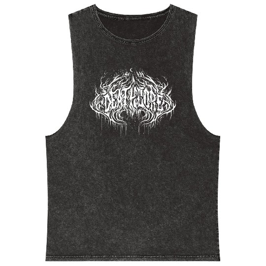 Deathcore Lettering Wild Gothic Pattern Design Mineral Wash Tank Tops