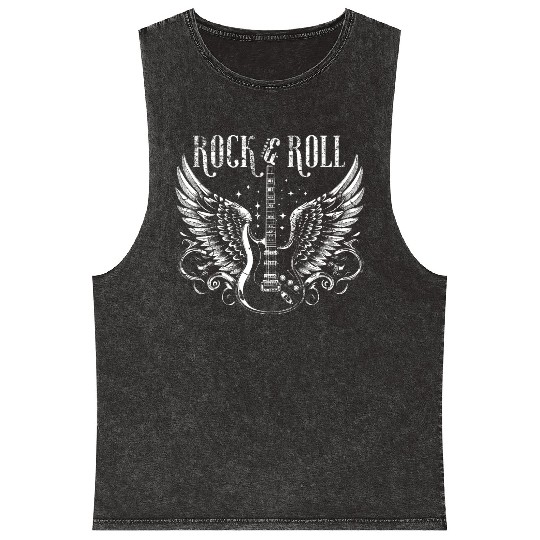 Rock & Roll Guitar Mineral Wash Tank Tops