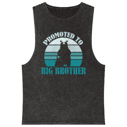 Promoted to Big Brother Bear Design Kids Toddler Mineral Wash Tank Tops