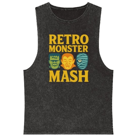 Retro Monster Mash Mineral Wash Tank Tops Design