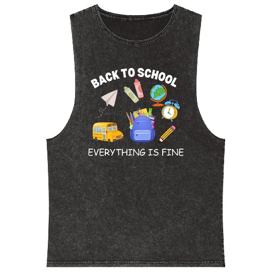 It's Fine I'm Fine Everything Is Fine Teacher Shi Mineral Wash Tank Tops