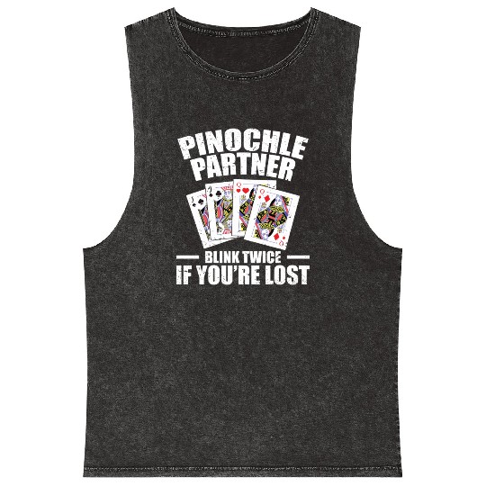Pinochle Partner Blink Twice If You're Lost Mineral Wash Tank Tops