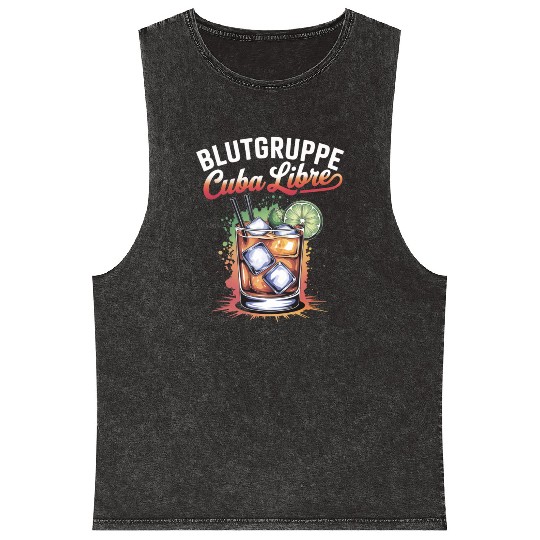 Blutgruppe Cuba Libre Cocktail Bartender Mineral Wash Tank Tops