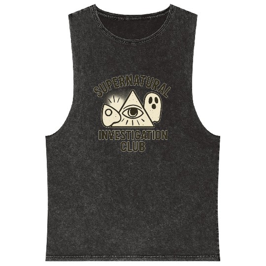 Supernatural Investigation Club Emblem Mineral Wash Tank Tops