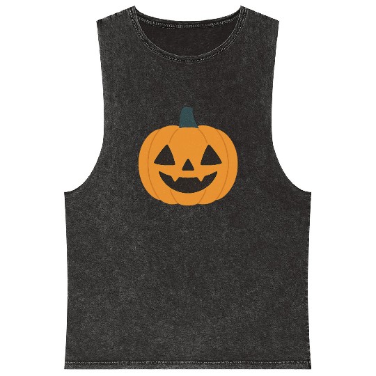 Festive Pumpkin Jack-o'-Lantern Design Mineral Wash Tank Tops