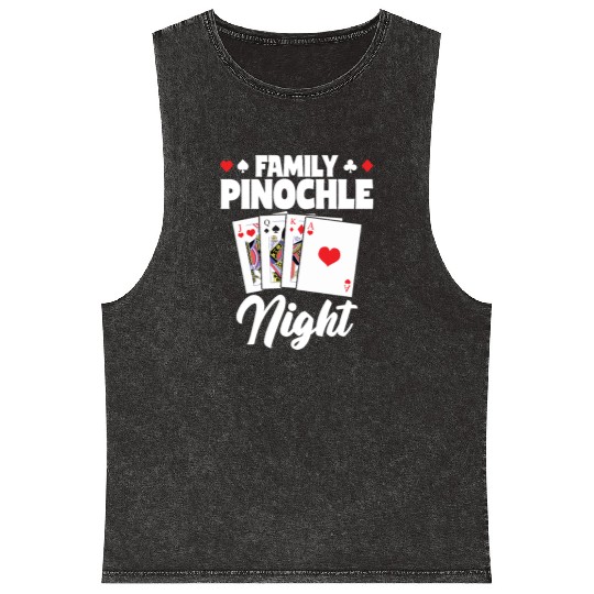 Family Pinochle Night Melding Card Game Mineral Wash Tank Tops