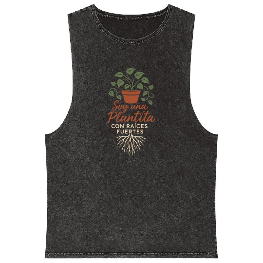 Plantita Latina Plant Mom Plantita Life Hispanic Mineral Wash Tank Tops
