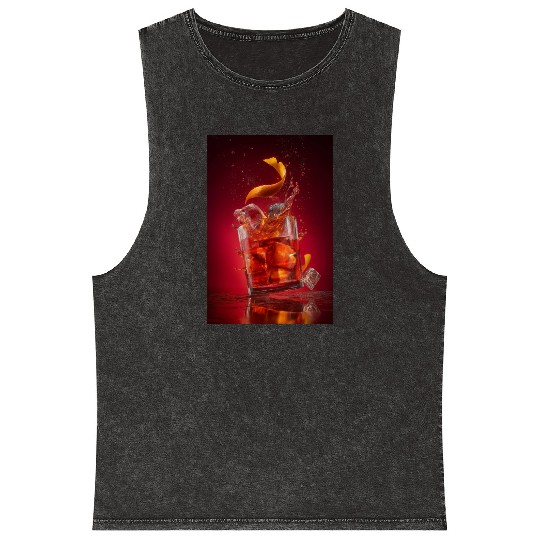 Splashing Negroni Cocktail Mineral Wash Tank Tops