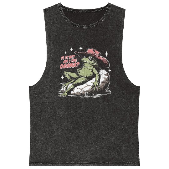 Am I The Drama Whimsical Lizard frog Mineral Wash Tank Tops