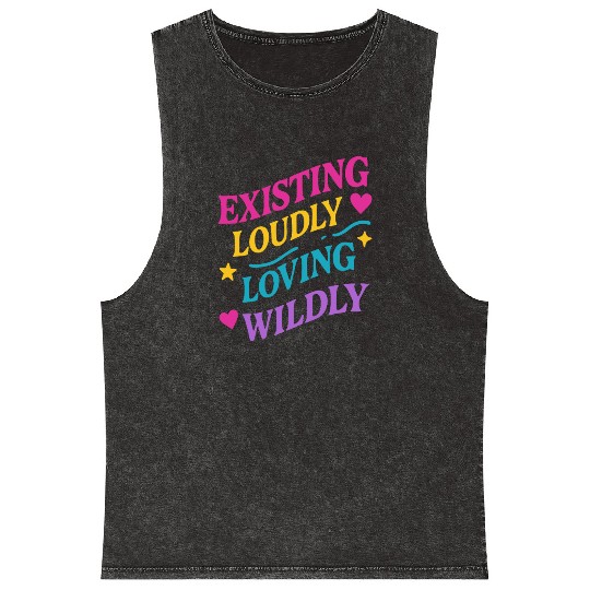 Queer Pride Queer Joy LGBTQ+ Affirmation Trans Mineral Wash Tank Tops