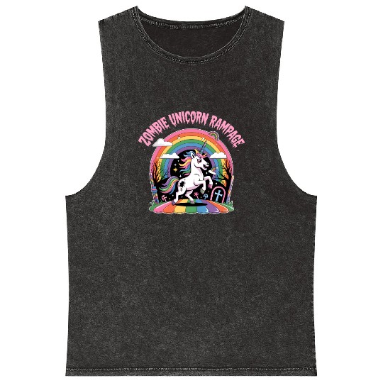 Magical Unicorn Rainbow Dream Scene Mineral Wash Tank Tops
