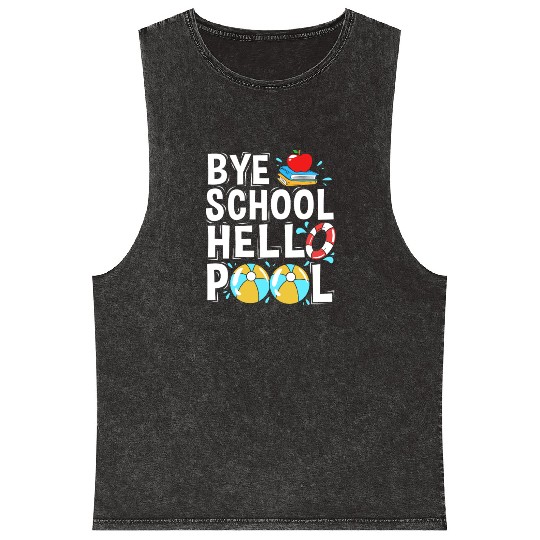 Pool Party Squad Summer Vacation Mineral Wash Tank Tops