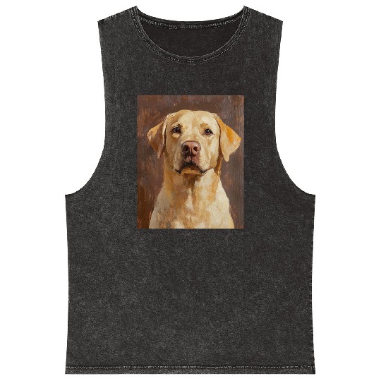 Labrador Pet Portrait Artwork Mineral Wash Tank Tops
