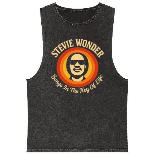 Stevie Wonder Mineral Wash Tank Tops rtro vintage Songs in the