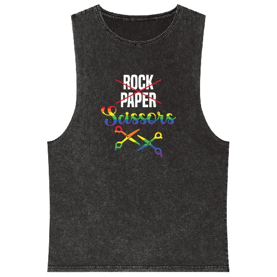 Rock Paper Scissors Fun Mineral Wash Tank Tops Homosexual