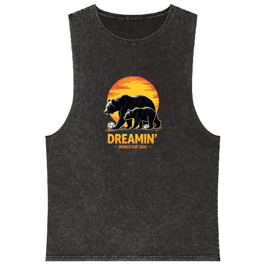 California Dreamin’ – World Cup 2026 Soccer Bear T Mineral Wash Tank Tops