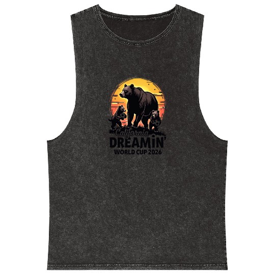 California Dreamin’ – World Cup 2026 Soccer Bear F Mineral Wash Tank Tops