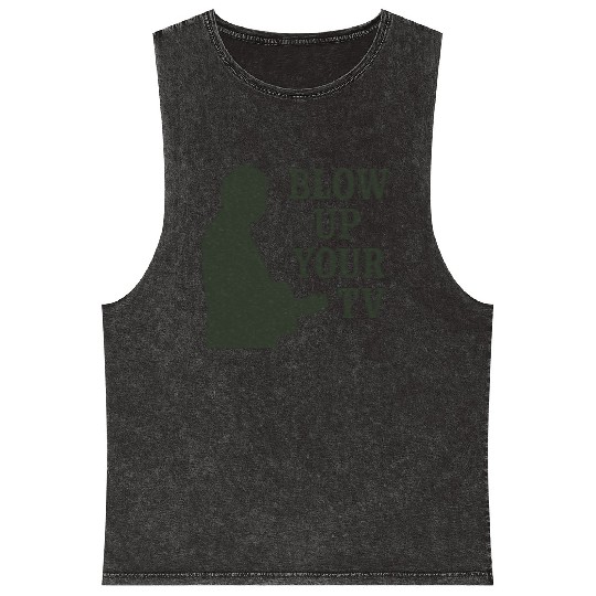 Blow Up Your TV! Dark Green Mineral Wash Tank Tops