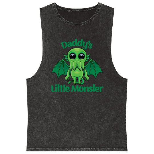 Daddy’s Little Monster Cute Baby Cthulhu Mineral Wash Tank Tops
